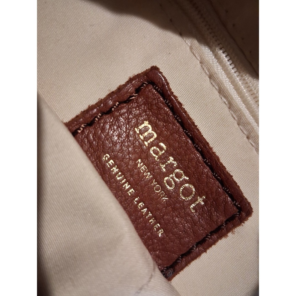 Margot New York Brown Leather Crossbody Zip Gold Hardware Shoulder Strap Purse - Picture 14 of 16